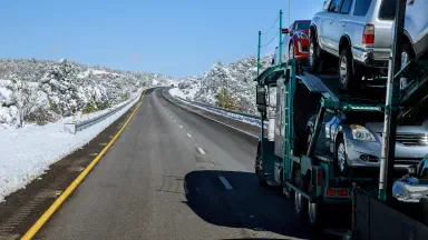 Cars on a car hauler